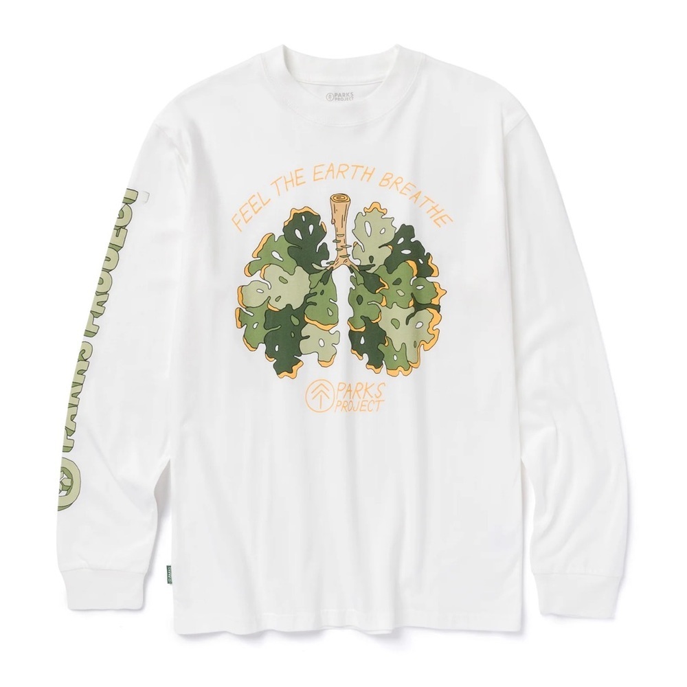 Parks Project New Lichen Breathe T cotton Small White Long Sleeve Graphic Tee